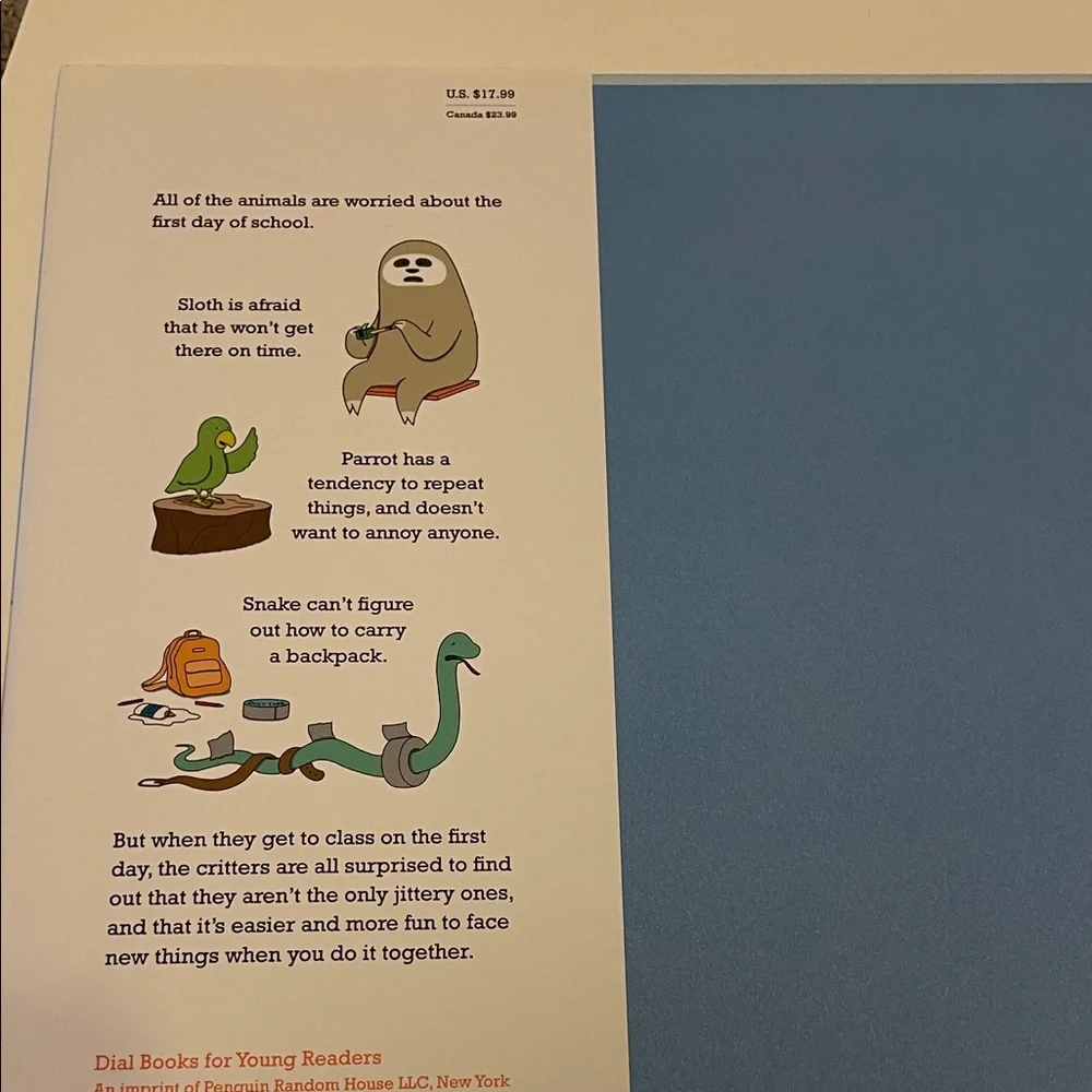 First Day Critter Jitters Hardcover Children's Book by Jory John